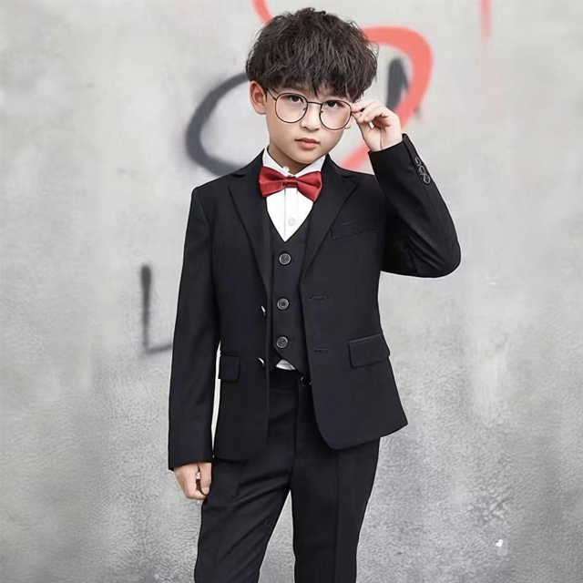 Boy Suits 5 Pieces Slim Fit Formal Suit Set with Adjustable Waist Kids Dress Suit for Wedding Prom T016