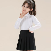 Dress Shirts Kids Pleated Tuxedo Shirt with Bow Tie for 6-14 Years Old Boys &Girls Button Down Shirt
