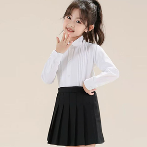 Dress Shirts Kids Pleated Tuxedo Shirt with Bow Tie for 6-14 Years Old Boys &Girls Button Down Shirt