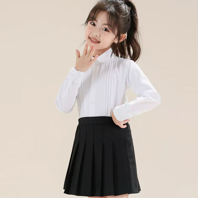 Dress Shirts Kids Pleated Tuxedo Shirt with Bow Tie for 6-14 Years Old Boys &Girls Button Down Shirt