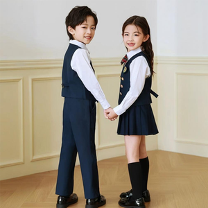 Boys' And Girl's 4-Pieces Formal Suit, Wedding Ring Bearer Outfit Vest Pants with Dress Shirt Bow Tie for Graduation 2-13 Years