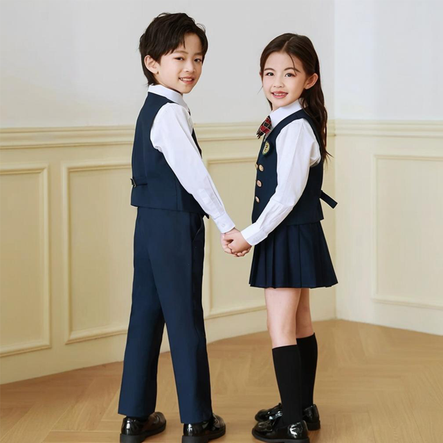Boys' And Girl's 4-Pieces Formal Suit, Wedding Ring Bearer Outfit Vest Pants with Dress Shirt Bow Tie for Graduation 2-13 Years