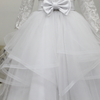 Backless Lovely Flower Girl Dress Prom Gown Long sleeve Lace covered soft Tulle Princess First Communion Dresses Pageant Tutu Dress with Bow Knot