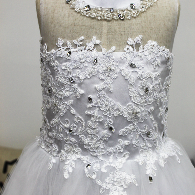 Lace Applique Bridesmaid Dress Flower Kid Wedding Ball Gown Toddler Princess Pageant Evening Dresses Tulle Flower Girl Dress for Wedding Sleeveless Long Satin Elegant Formal Dresses