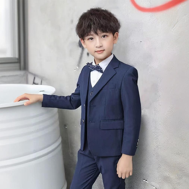 Boy Suits 5 Pieces Slim Fit Formal Suit Set with Adjustable Waist Kids Dress Suit for Wedding Prom T016