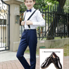 Dress Shirts Kids Pleated Tuxedo Shirt with Bow Tie for 6-14 Years Old Boys &Girls Button Down Shirt