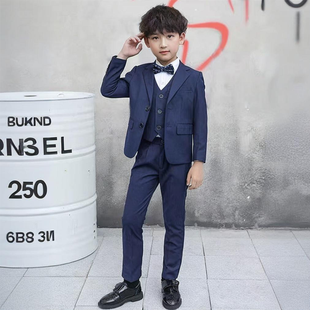 Boy Suits 5 Pieces Slim Fit Formal Suit Set with Adjustable Waist Kids Dress Suit for Wedding Prom T016