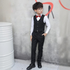 Boys' 4-Pieces Formal Suits, Wedding Ring Bearer Outfits Vest Pants with Dress Shirt Bow Tie for Graduation 2-13 Years