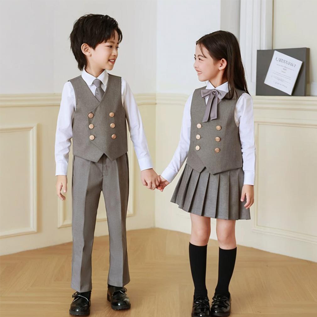 Boys' And Girl's 4-Pieces Formal Suit, Wedding Ring Bearer Outfit Vest Pants with Dress Shirt Bow Tie for Graduation 2-13 Years