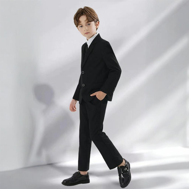 Boy Suits 5 Pieces Slim Fit Formal Suit Set with Adjustable Waist Kids Dress Suit for Wedding Prom T016