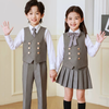 Boys' And Girl's 4-Pieces Formal Suit, Wedding Ring Bearer Outfit Vest Pants with Dress Shirt Bow Tie for Graduation 2-13 Years