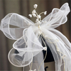 Bridal Hair Bow Veil White Bow Clip Bachelorette Party Decorations Pearl Accessories